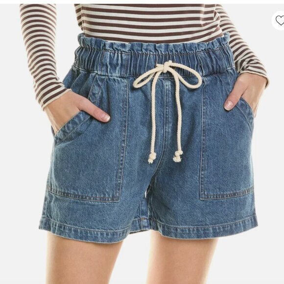 Electric & Rose Pants - Electric & Rose Blue Denim Drawstring Shorts